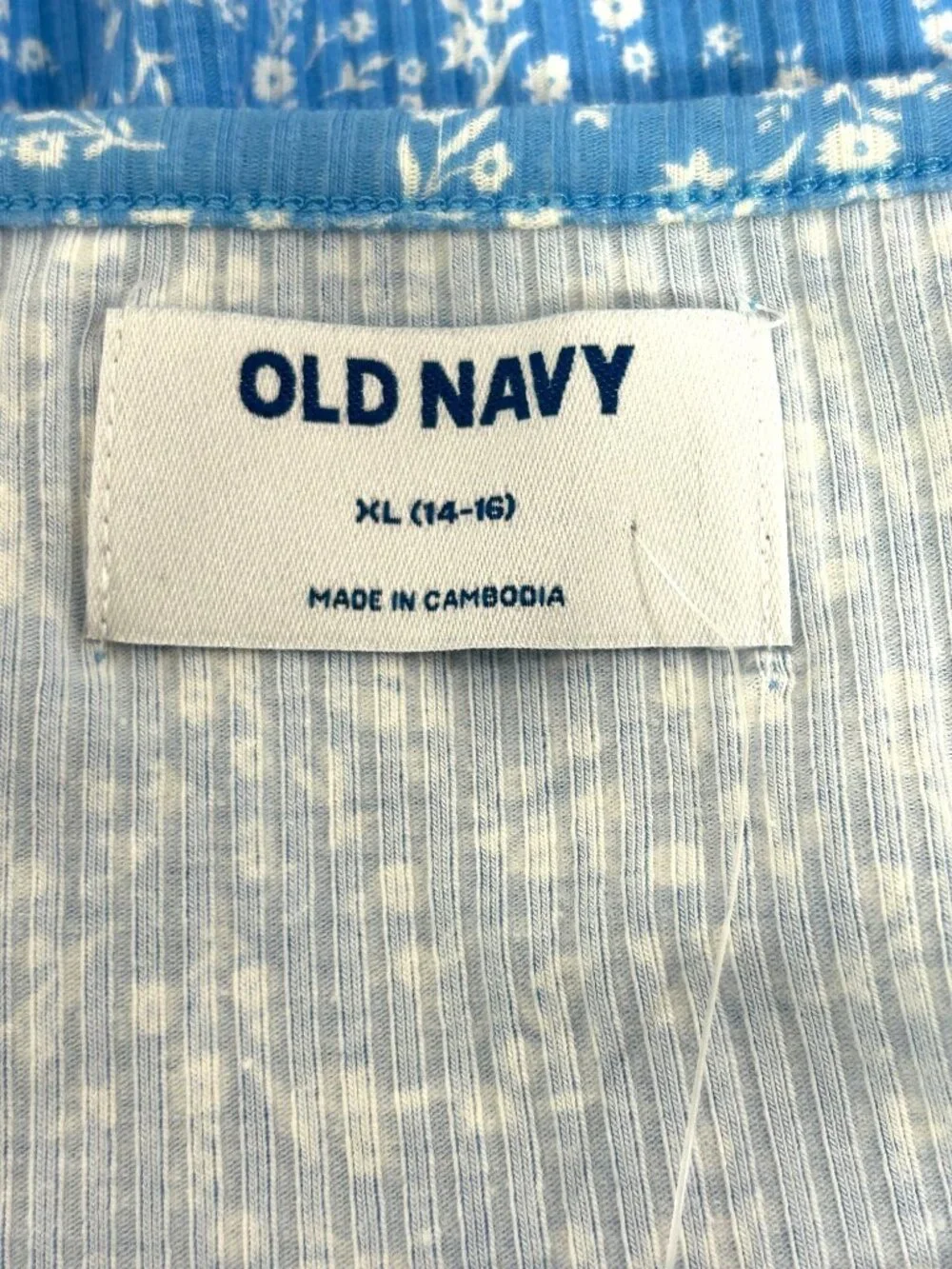 Old Navy Girls’ Sundress XL Blue White Floral Spaghetti Straps Peasant Ruffle